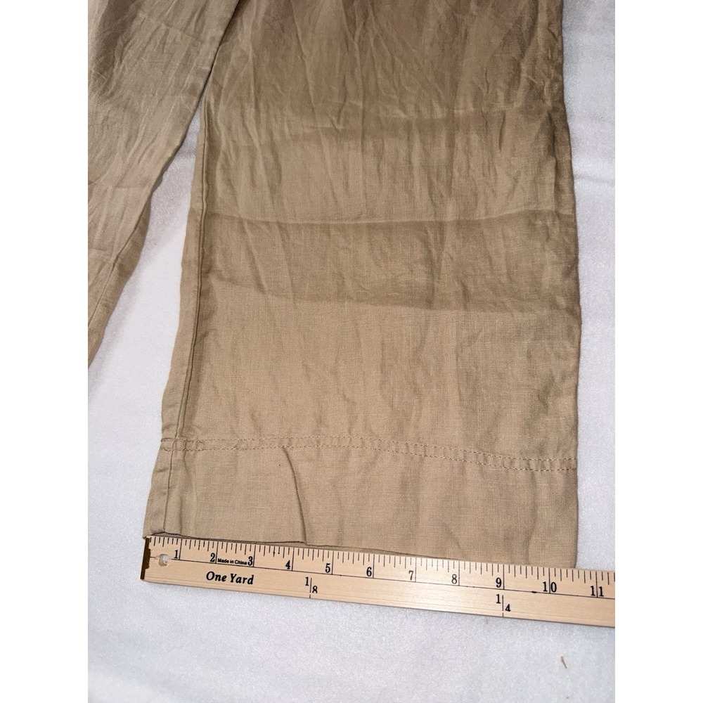 Lauren Ralph Lauren Jovonie 100% Linen Wide Leg Birch Tan Pants Sz 12 - Picture 10 of 13